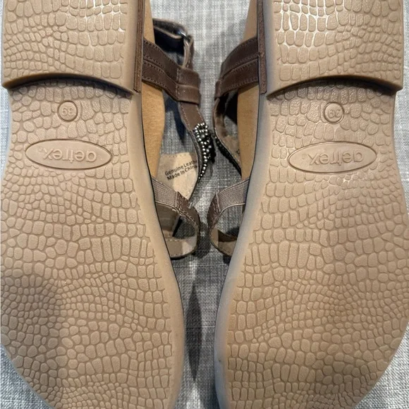 Aetrex Sheila Beaded Leather Sandal Stone Women's Size 39 US 8.5 NEW in box - Picture 7 of 11
